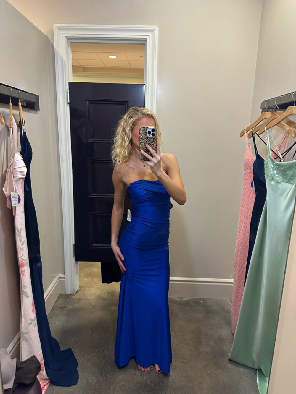 Strapless Royal Blue Evening Gown